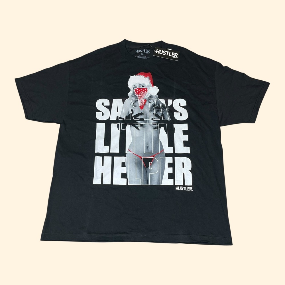 NEW Vintage Y2K Hustler Mens Santa Little Helper Bikini Girl Graphic T-Shirt 2XL